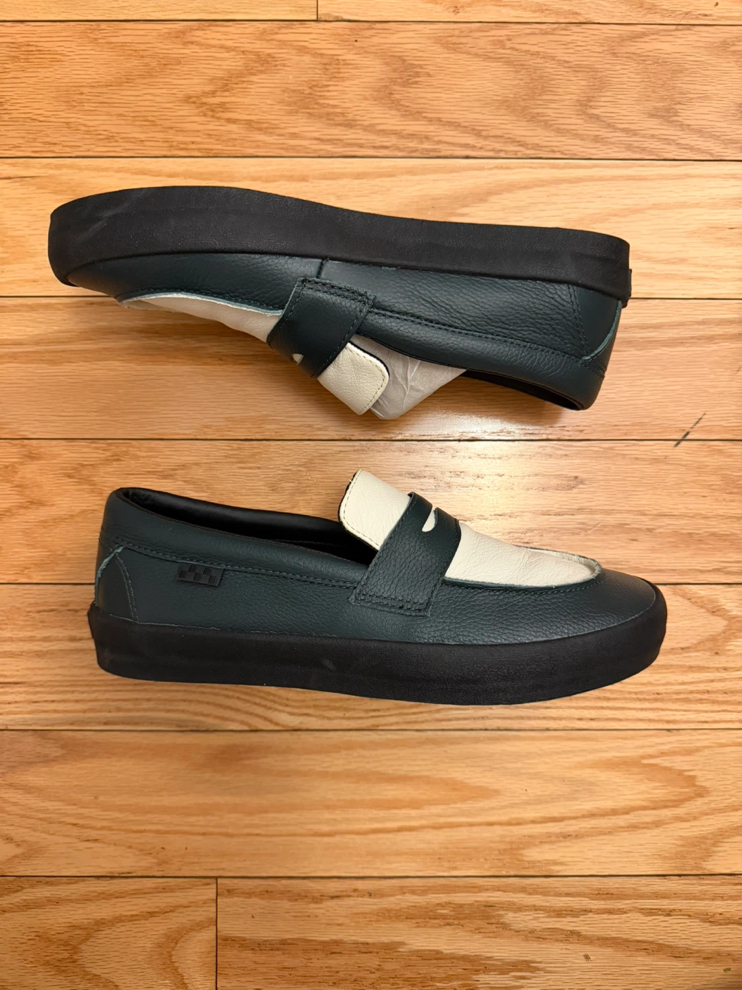 Vans skate Loafer - leather, Green/White,  9.5 - photo 2