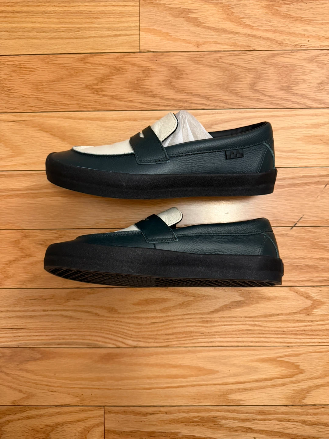 Vans skate Loafer - leather, Green/White,  9.5 - photo 3