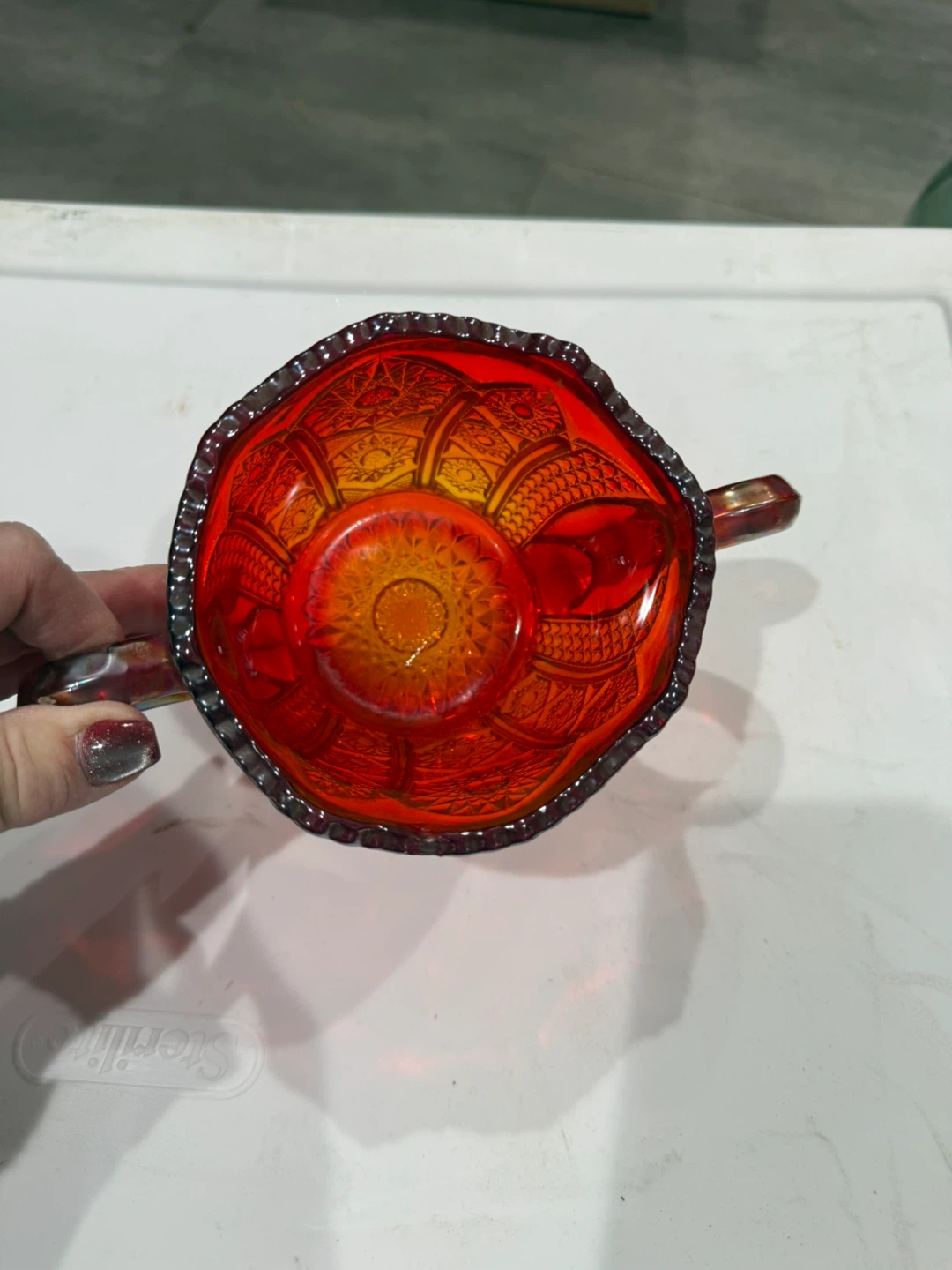 Vintage Carnival Glass Sugar Bowl and creamer - photo 2