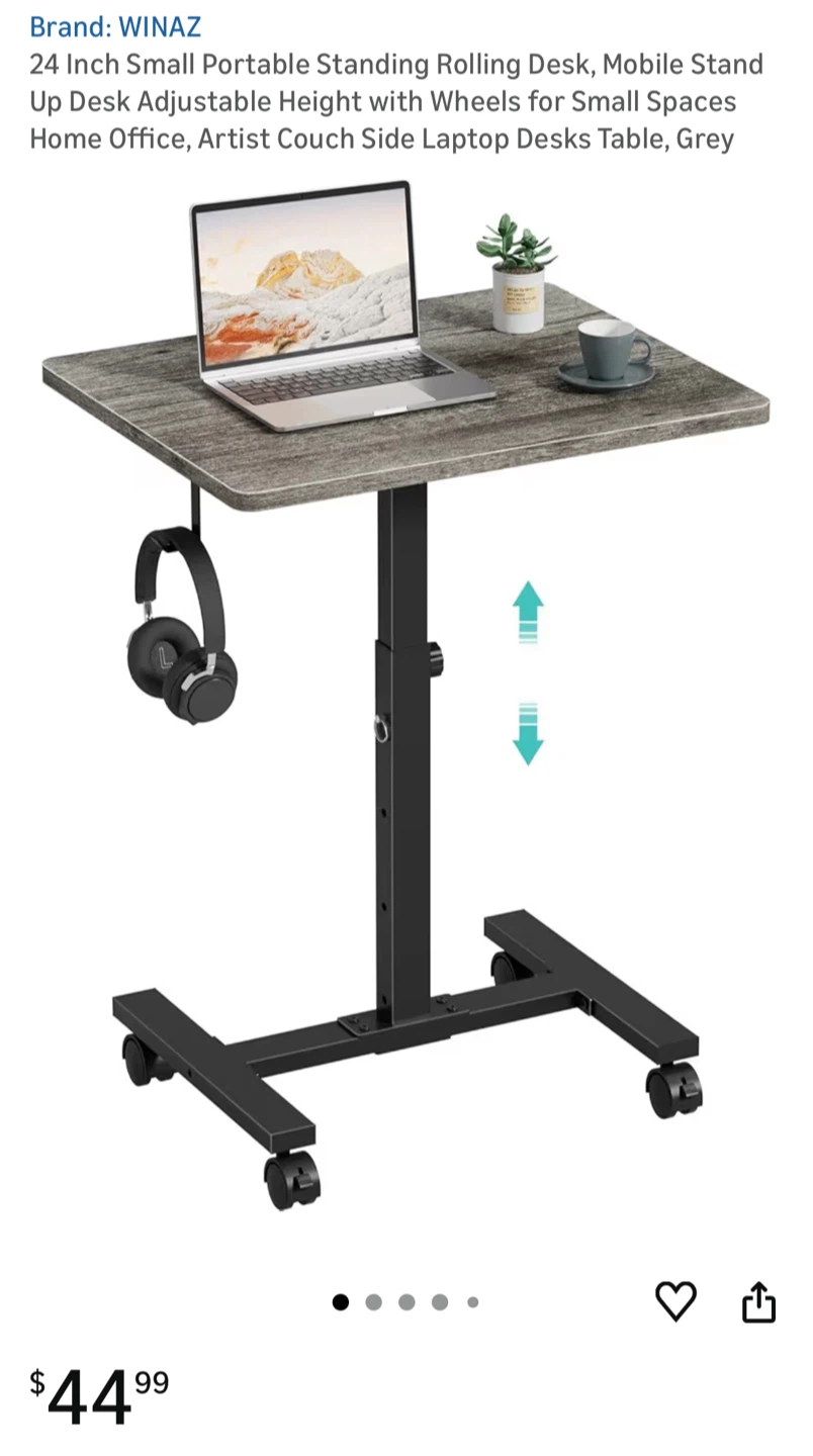 WINAZ 24" Portable Standing Rolling Desk