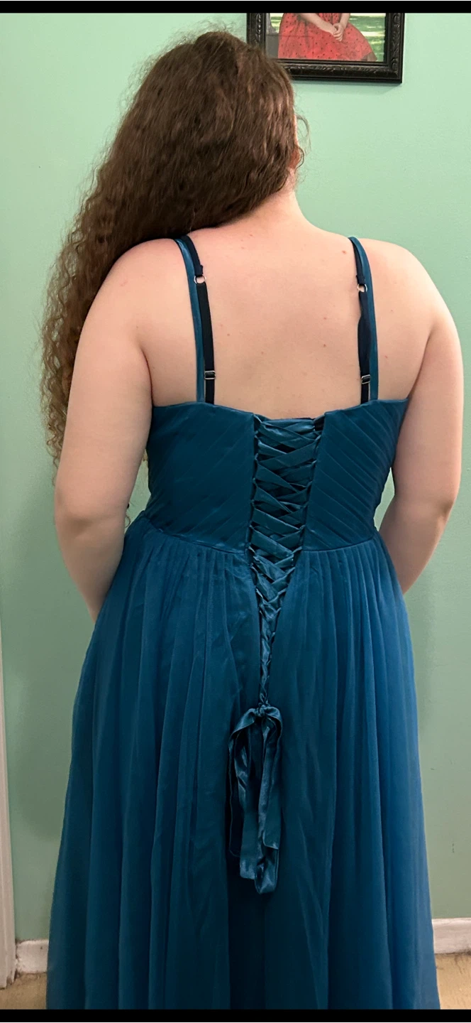 Teal Strapless Formal Dress