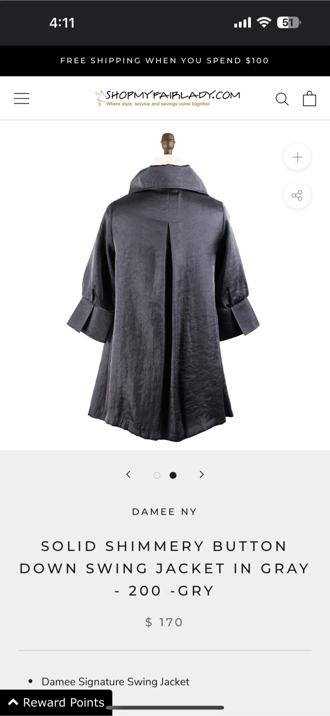 Damee NY Shimmery Button Down Swing Jacket - photo 2