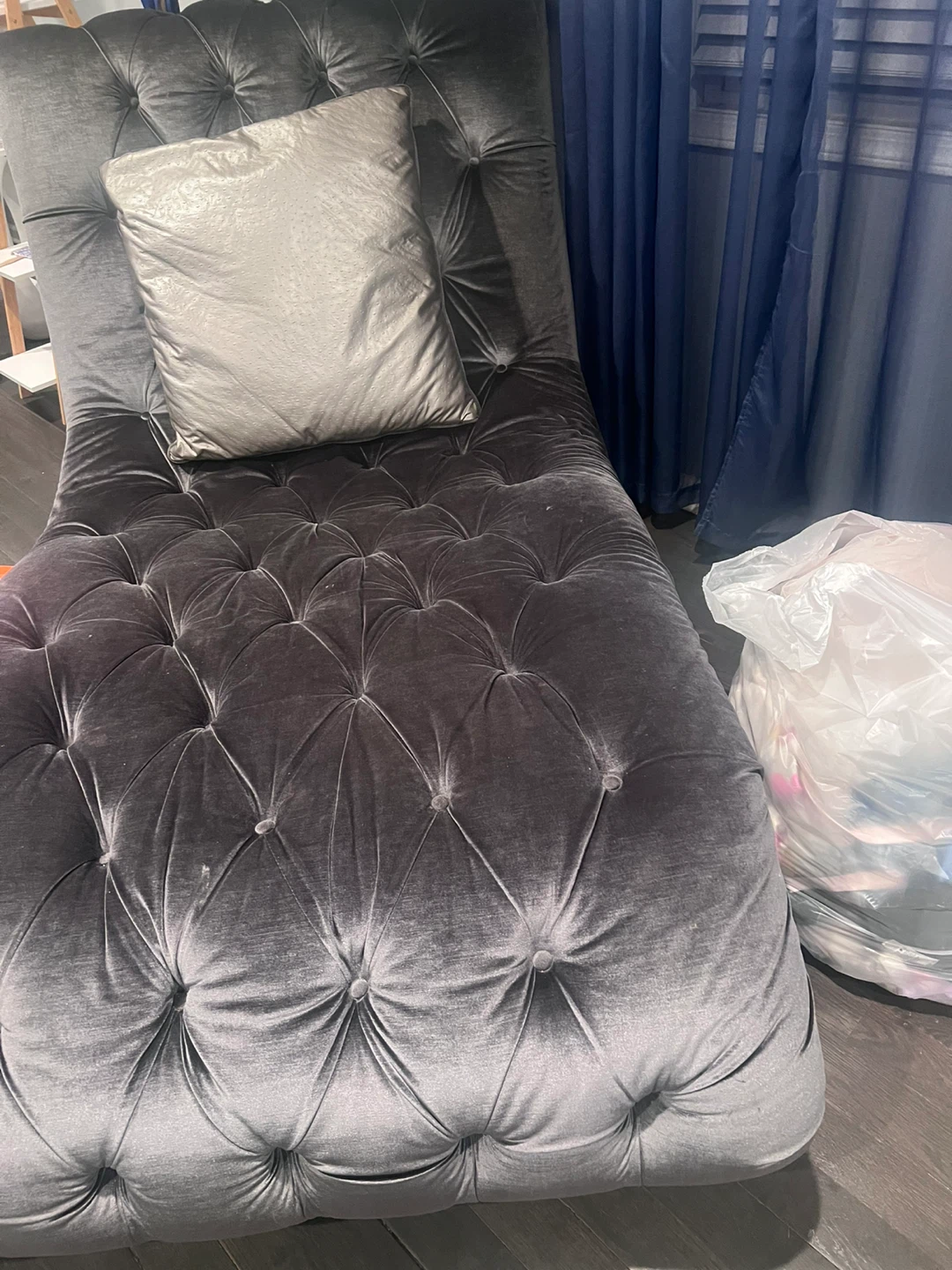 Gray Tufted Chaise Lounge