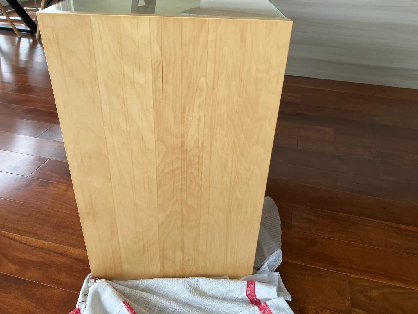 Light Wood TV Stand with Glass Shelves - photo 2