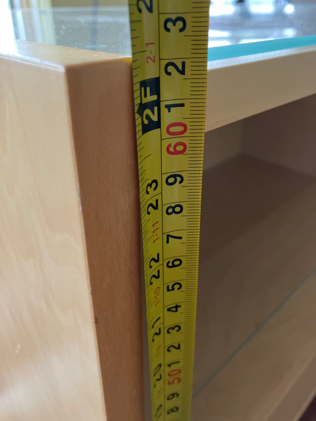 Light Wood TV Stand with Glass Shelves - photo 5