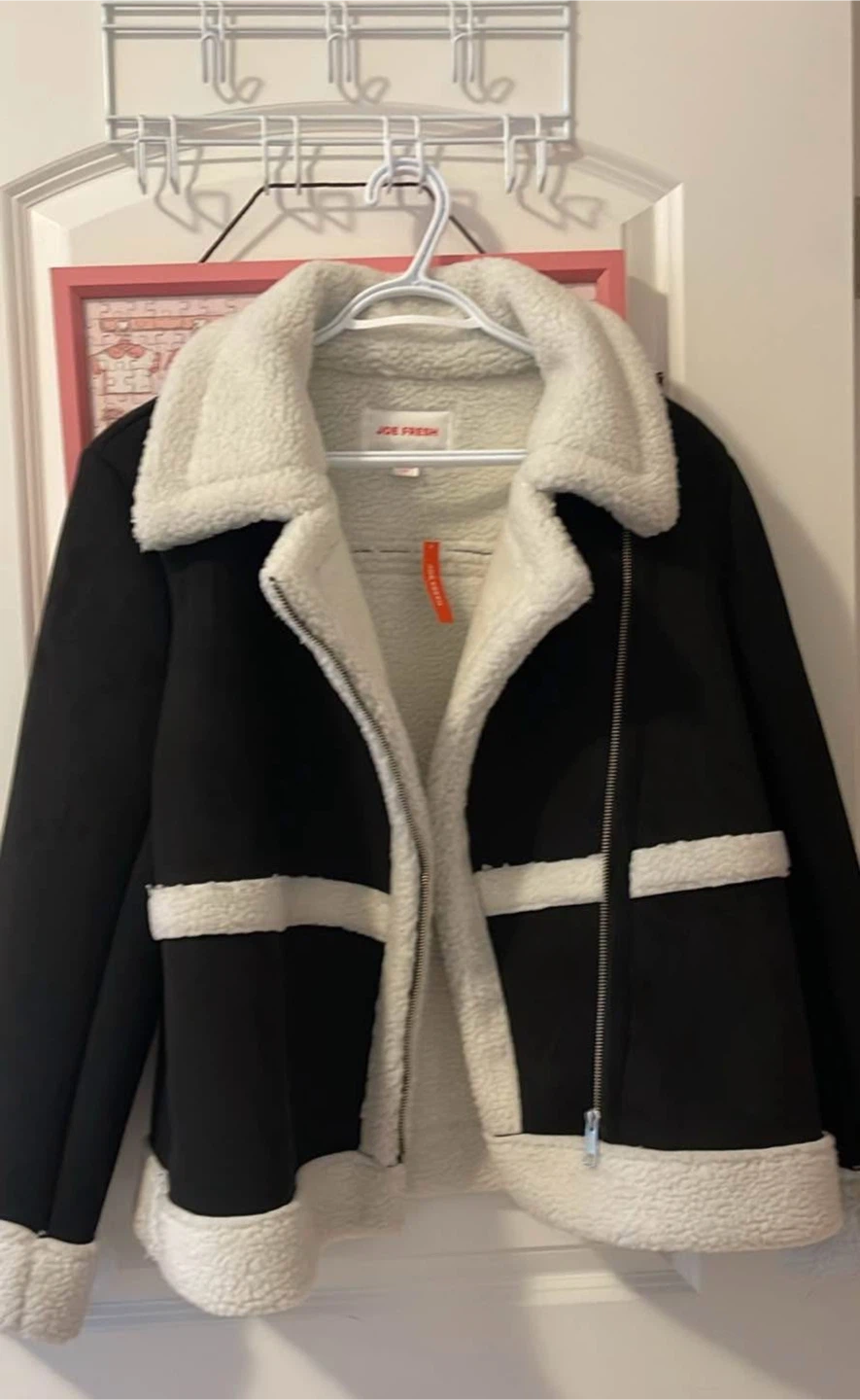 Joe Fresh Black Faux Suede Sherpa Jacket
