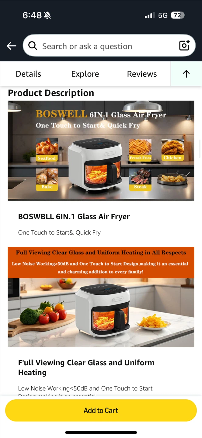 Boswell Glass Air Fryer 7.5QT - photo 2