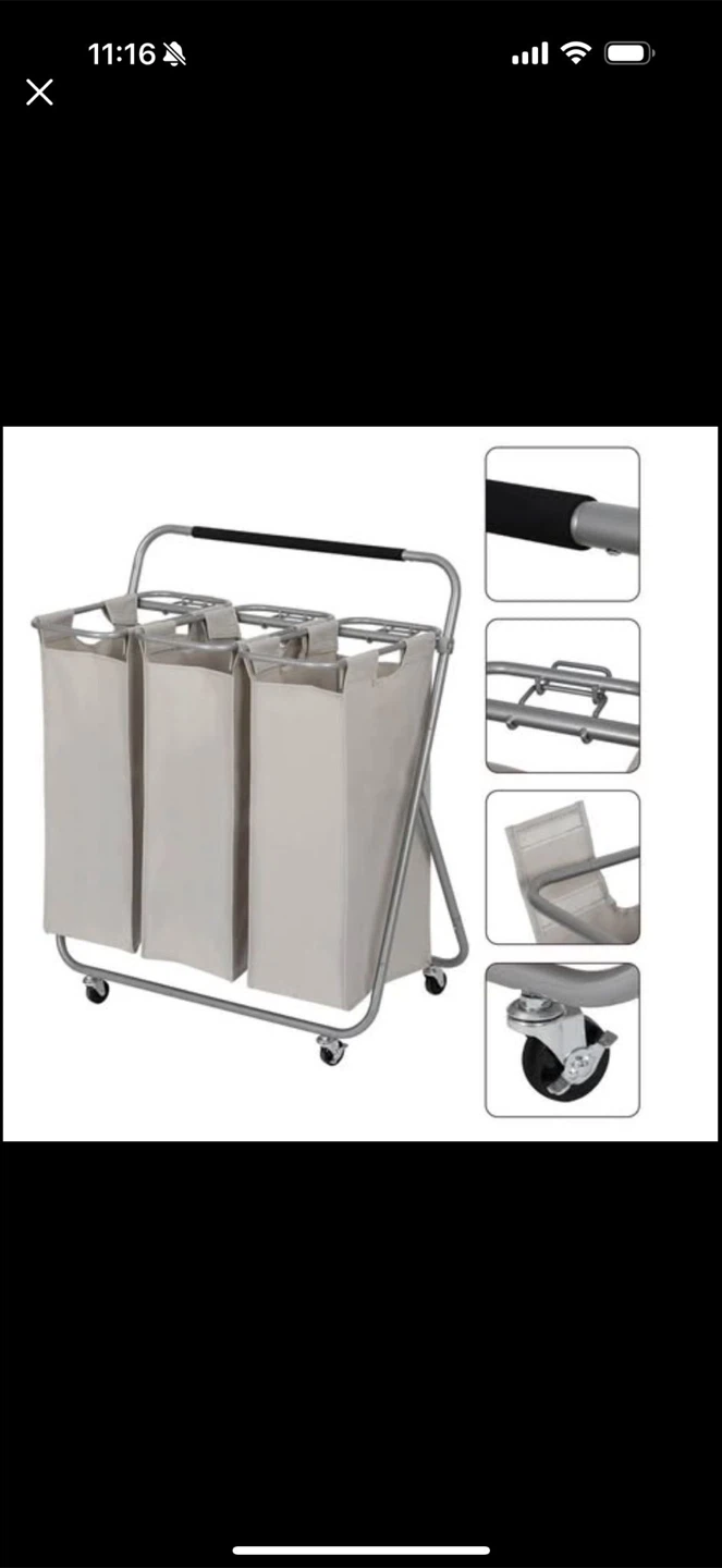 Triple Laundry Sorter Cart - photo 5
