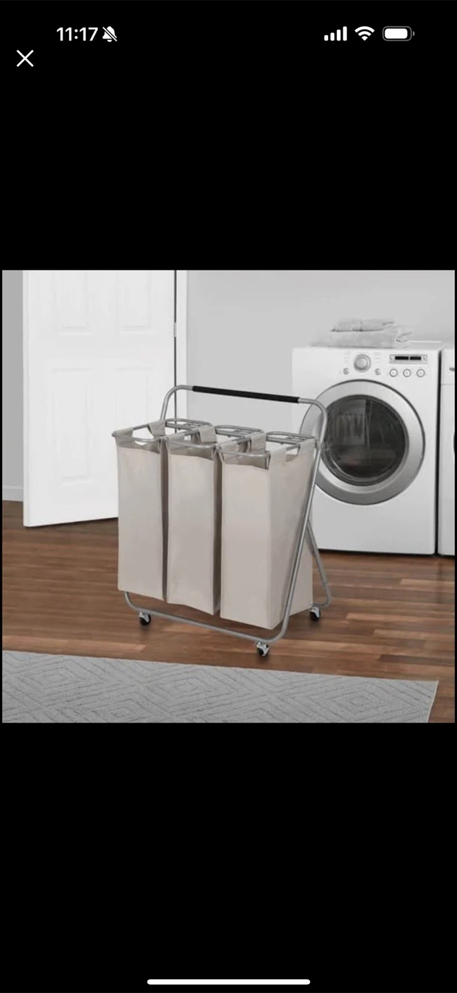 Triple Laundry Sorter Cart