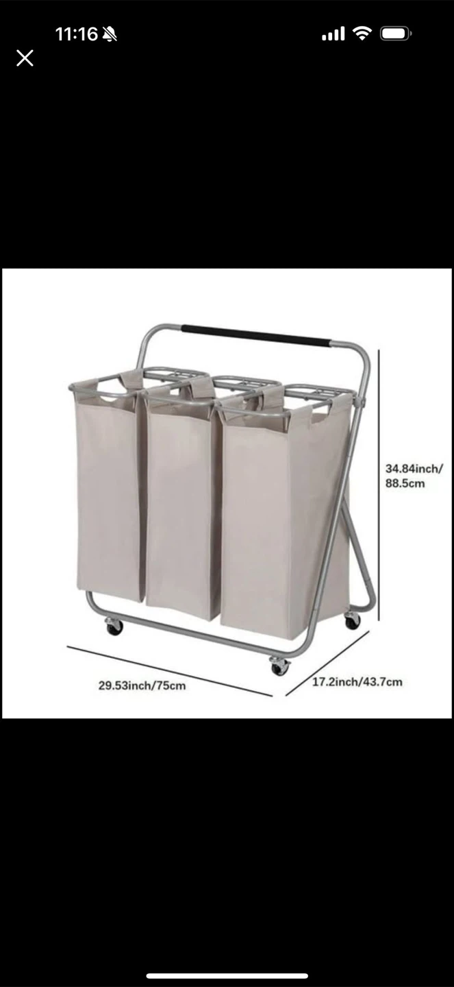 Triple Laundry Sorter Cart - photo 4
