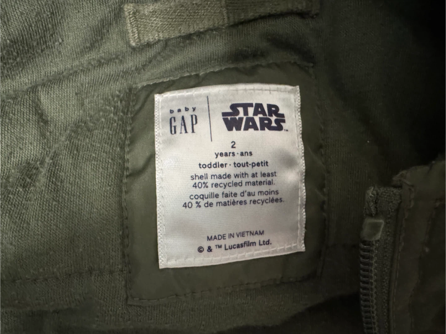 Baby Gap Star Wars Yoda Jacket - Size 2 Years - photo 2