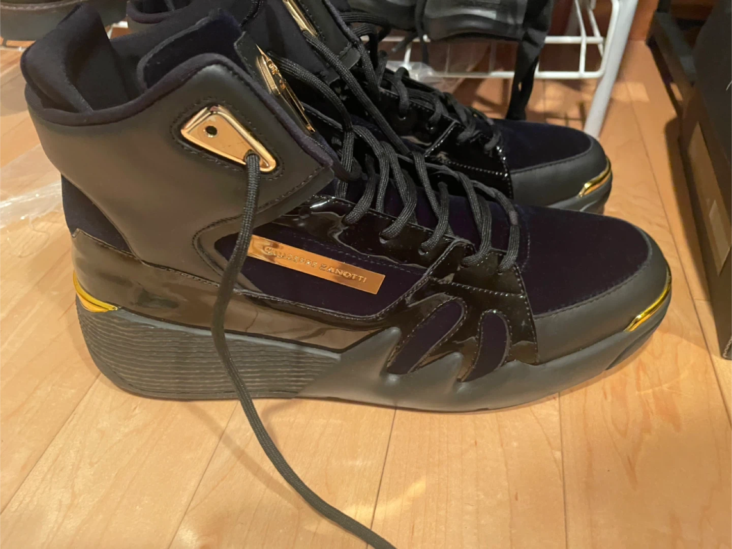 SIZE 12 Giuseppe Zanotti Black High-Top Sneakers