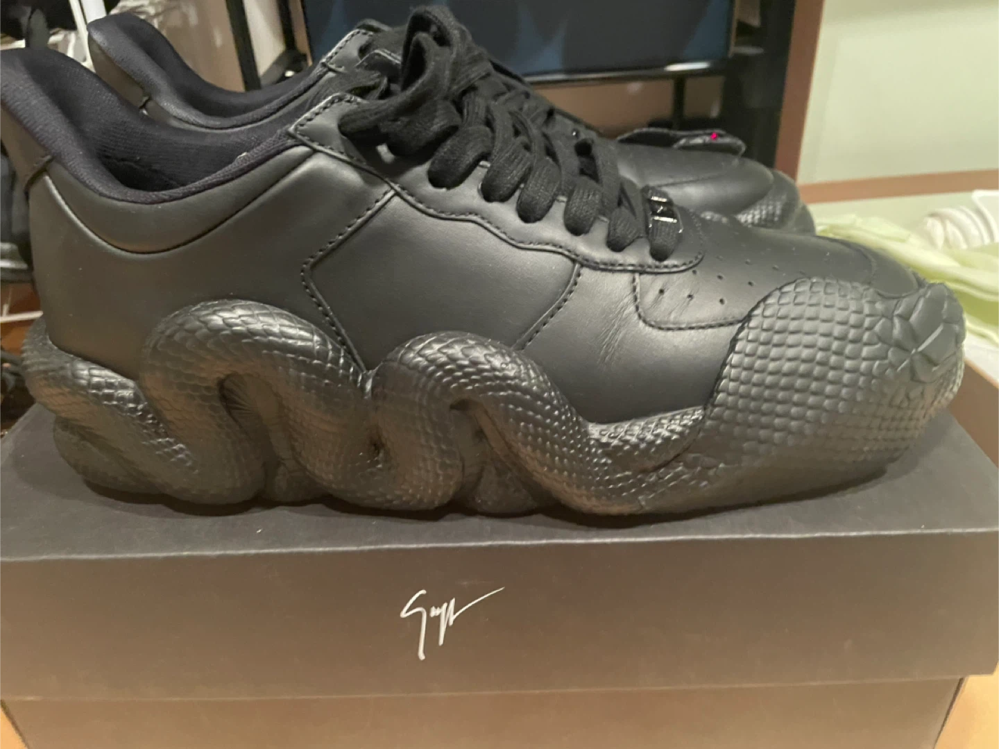 SIZE 12 Giuseppe Zanotti Snake Detail Sneakers