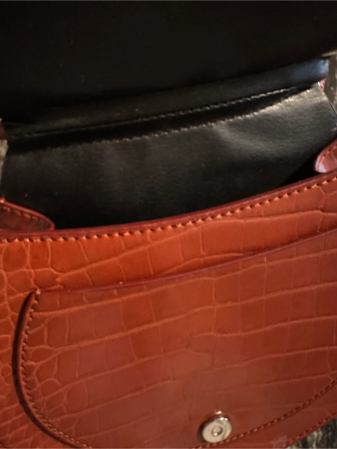 Charles & Keith Orange Croc Embossed Bag - photo 4
