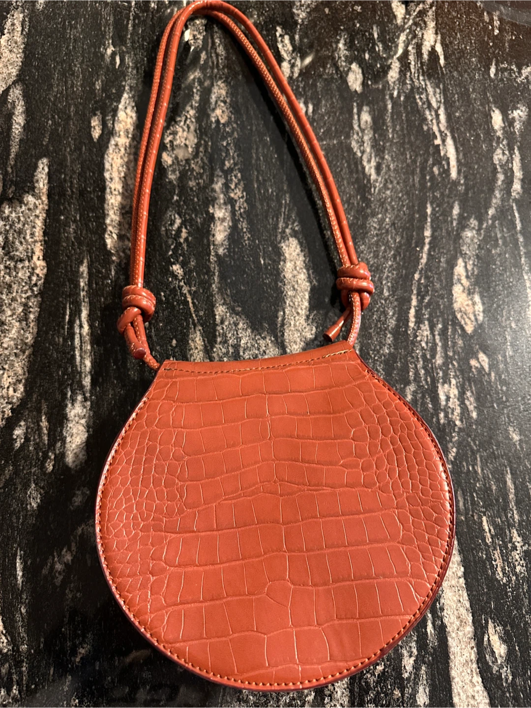 Charles & Keith Orange Croc Embossed Bag - photo 2