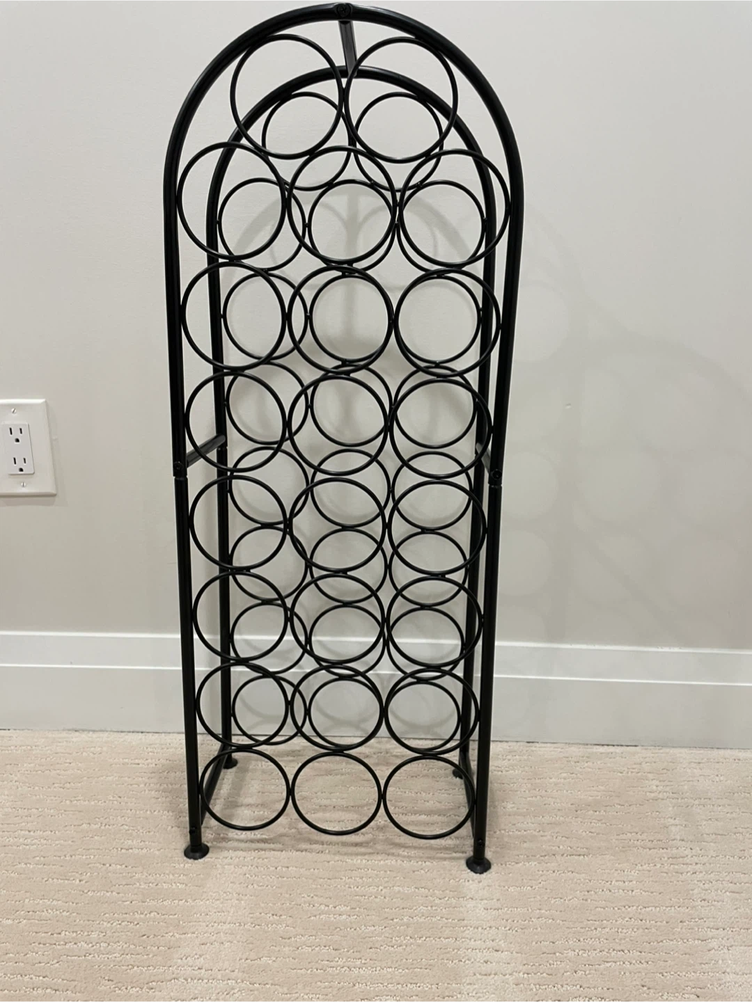 Black Metal Wine Rack - Holds 28 Bottles
