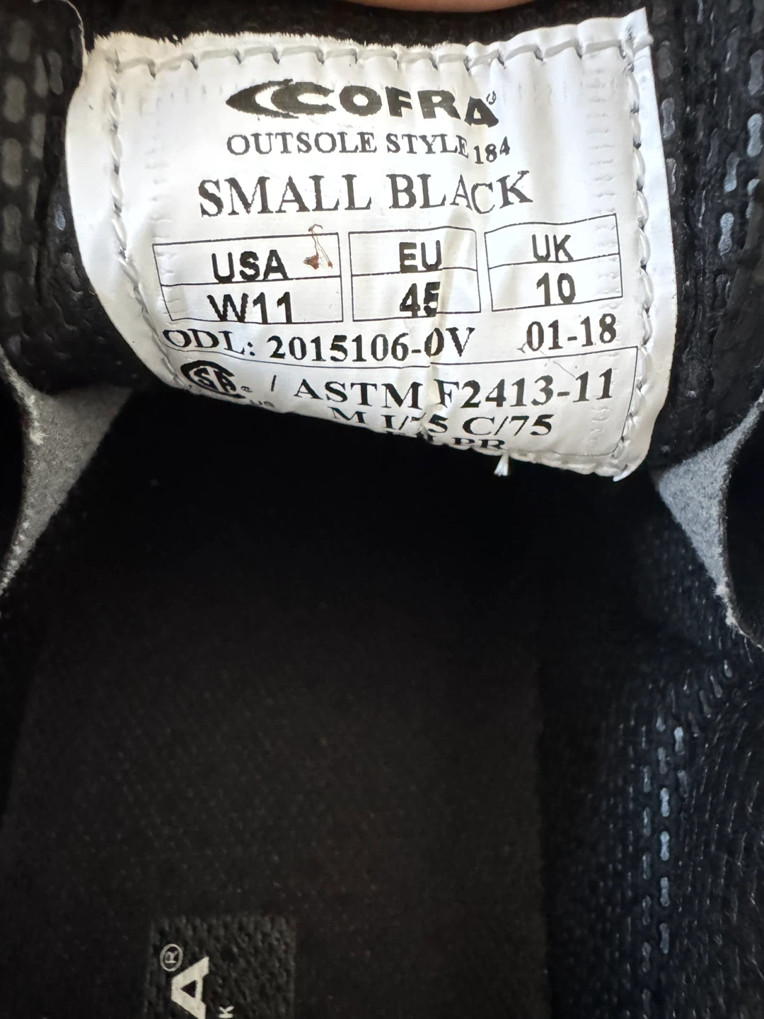 Cofra Small Black Safety Work Shoes - men's 11 - photo 3