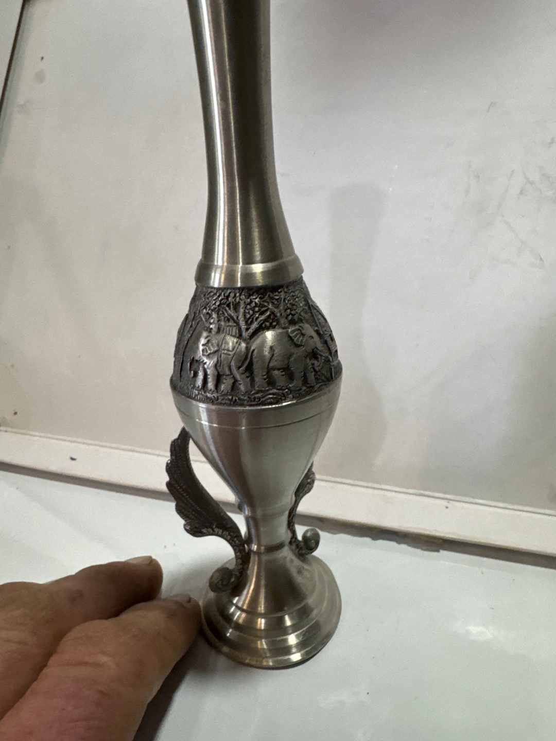Metal Vase with Elephant Design - photo 2
