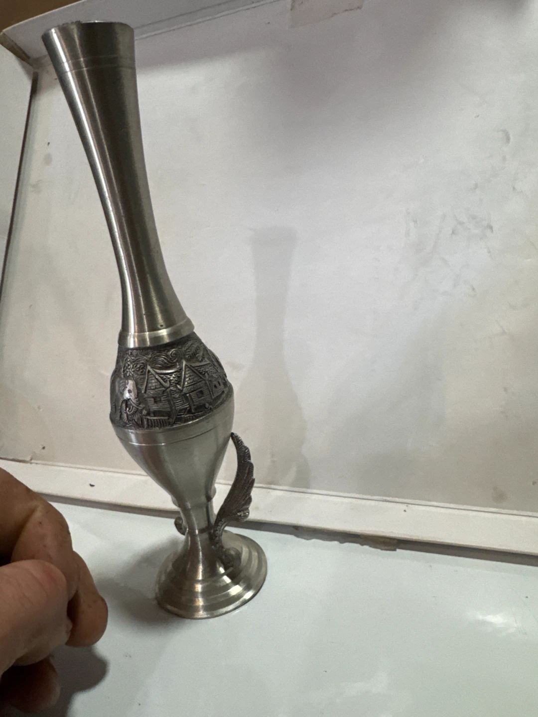 Metal Vase with Elephant Design - photo 3