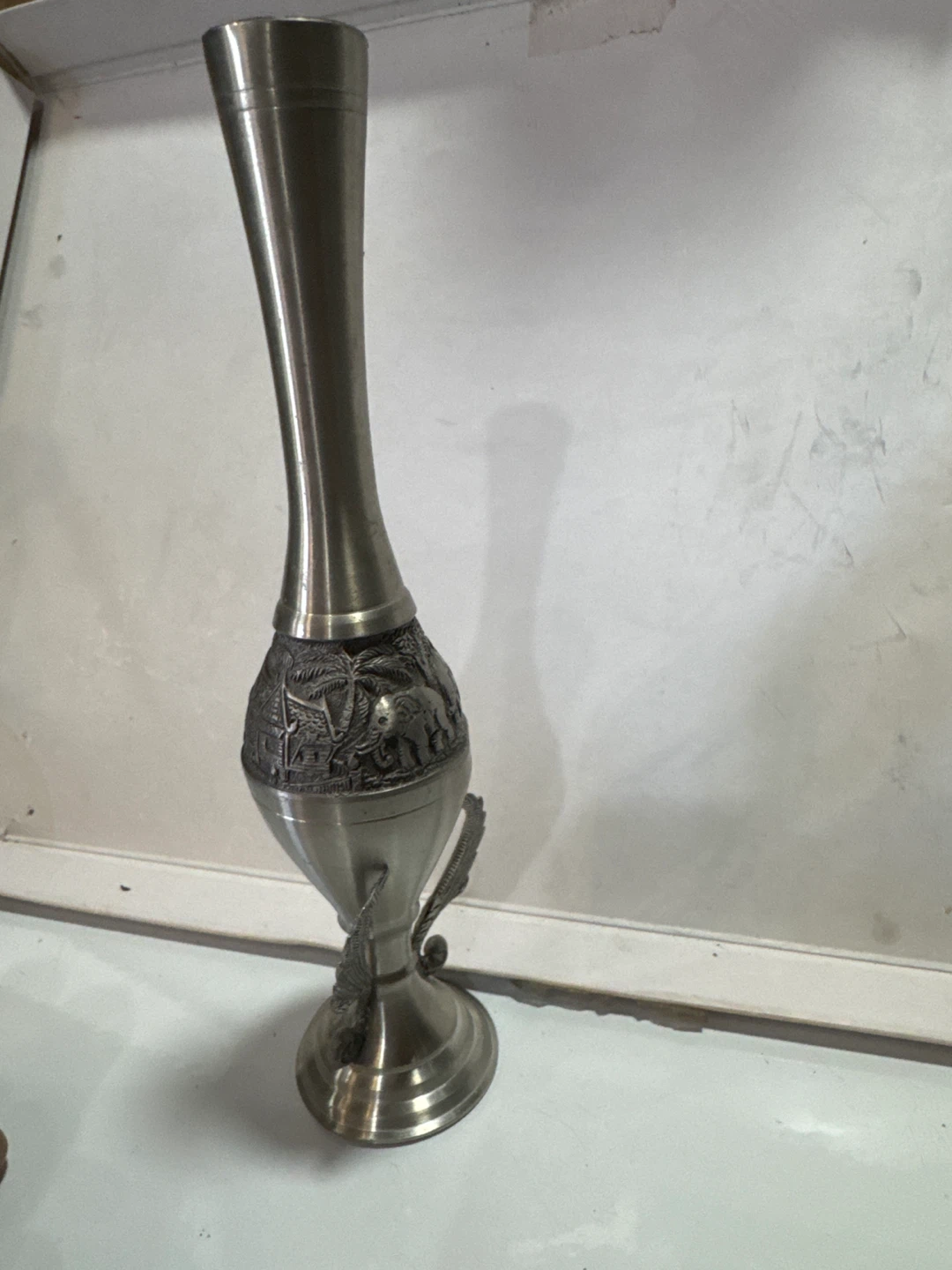 Metal Vase with Elephant Design - photo 4