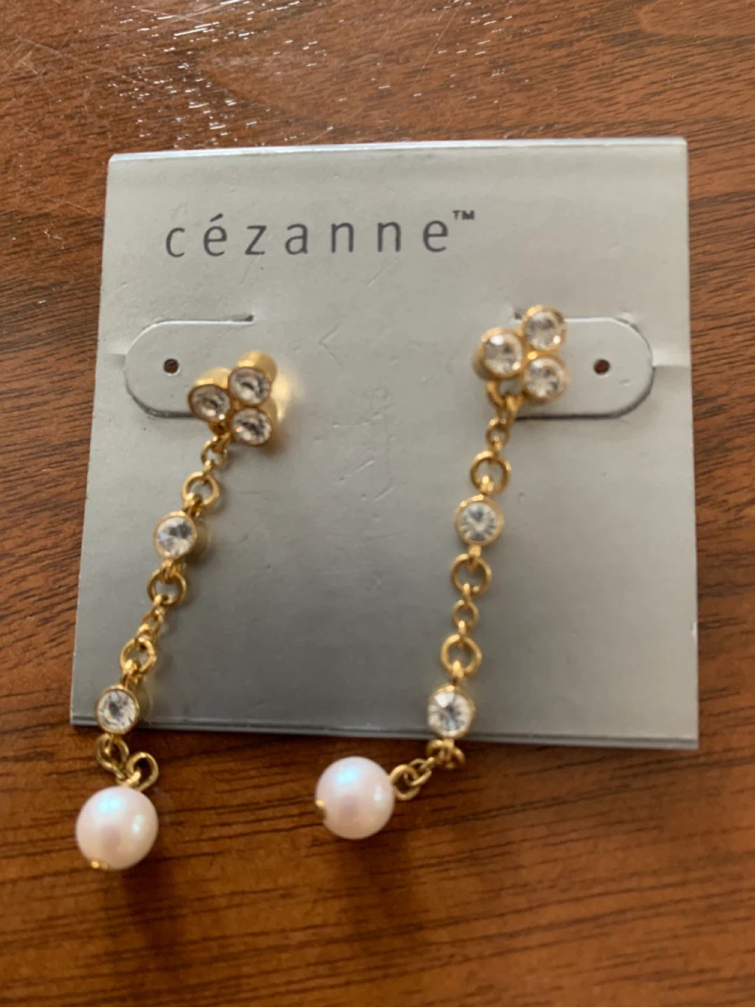 Cezanne Gold Dangle Earrings with Pearls