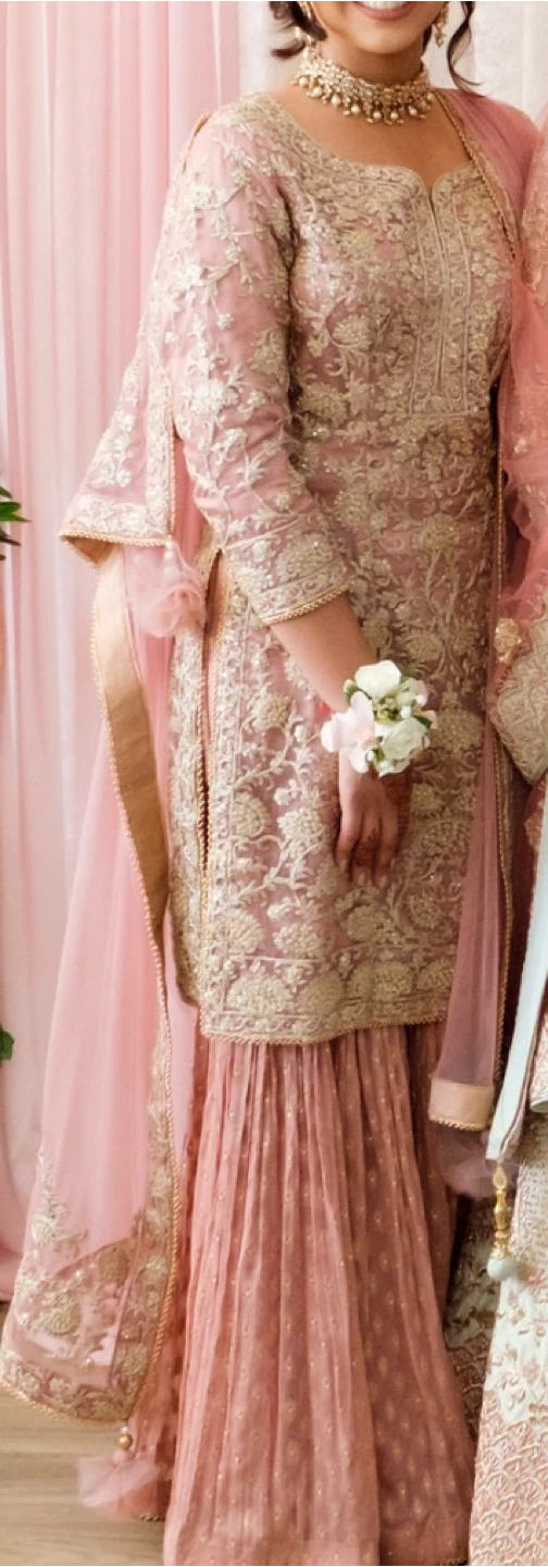 Pink and Gold Sharara Suit - photo 2