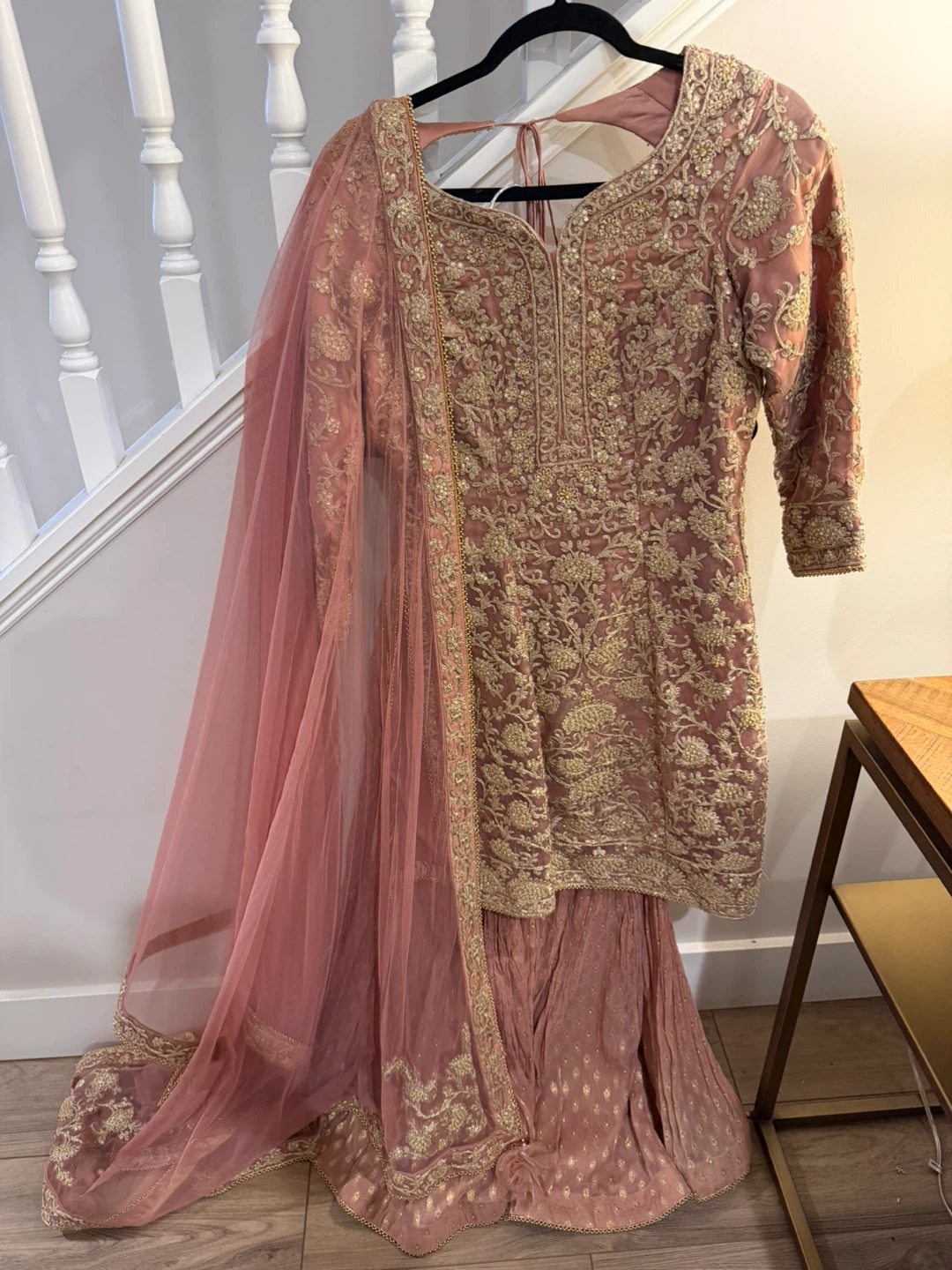 Pink and Gold Sharara Suit