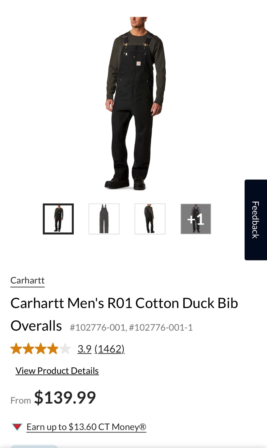 Carhartt R01 Cotton Duck Bib Overalls - photo 2