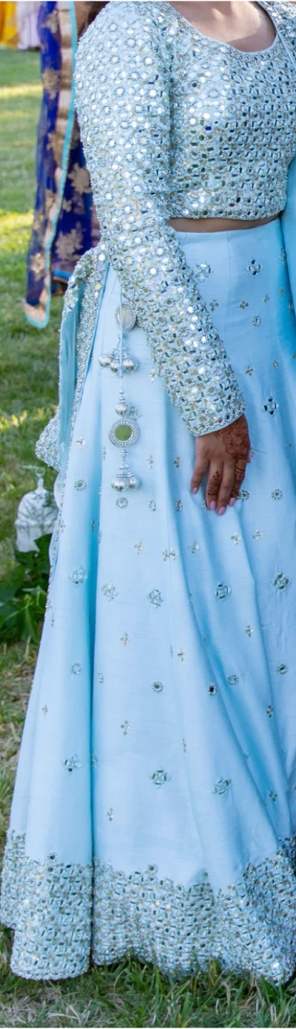 Light Blue Embellished Lehenga Choli Set - photo 2