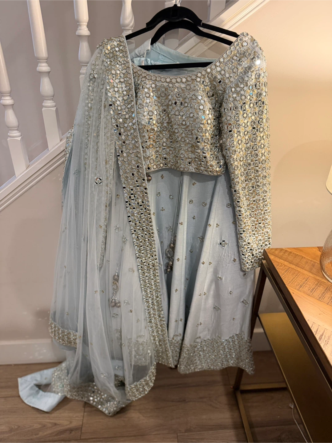 Light Blue Embellished Lehenga Choli Set