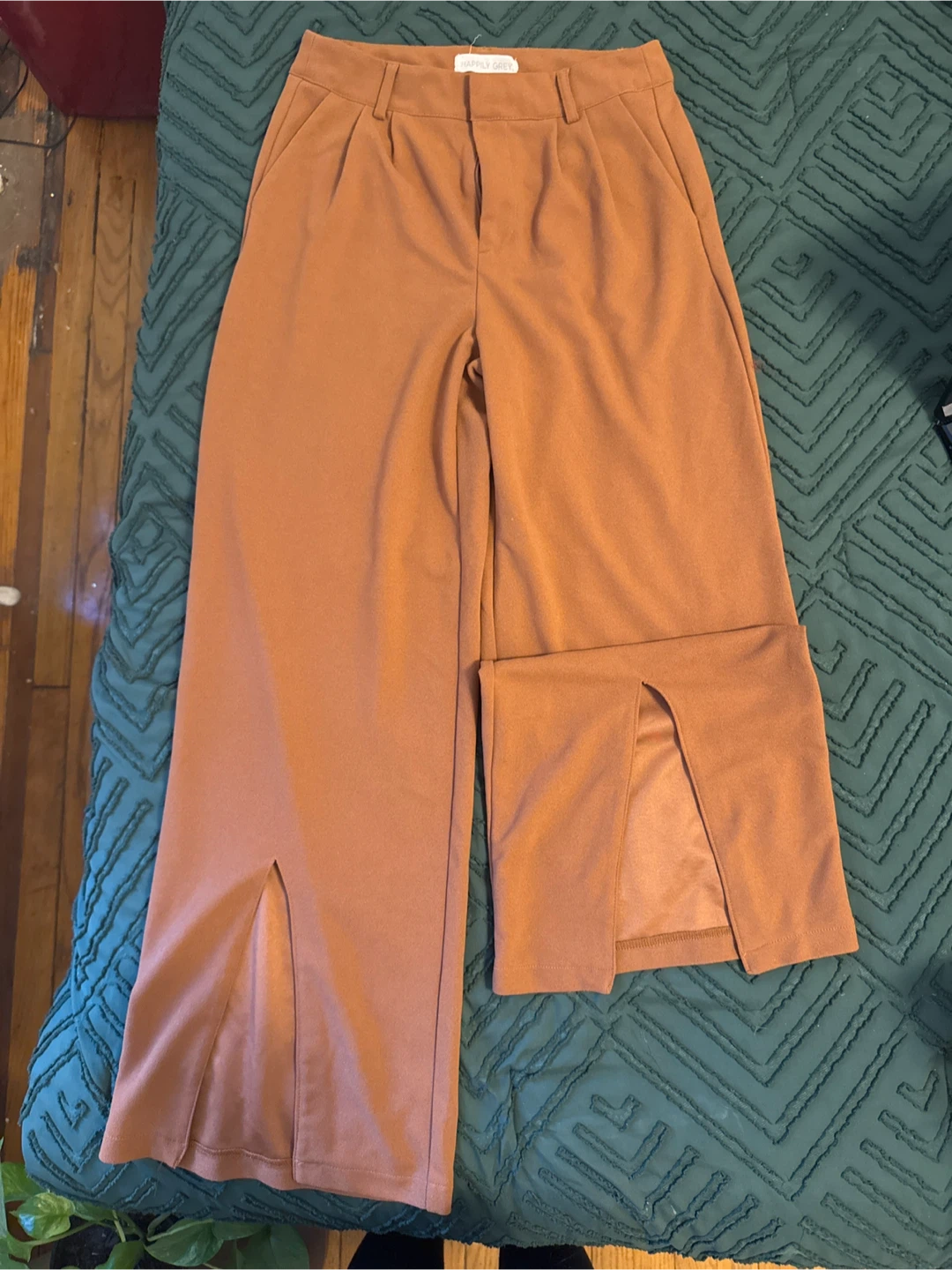 Happily Grey Brown Slit Leg Pants