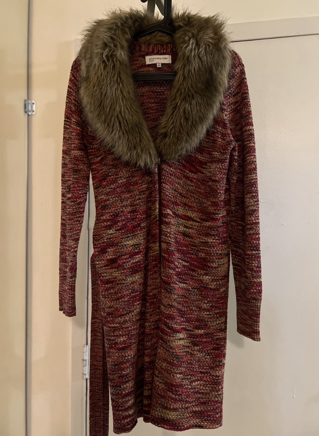 Jones New York Dress with Faux Fur Collar -Size M