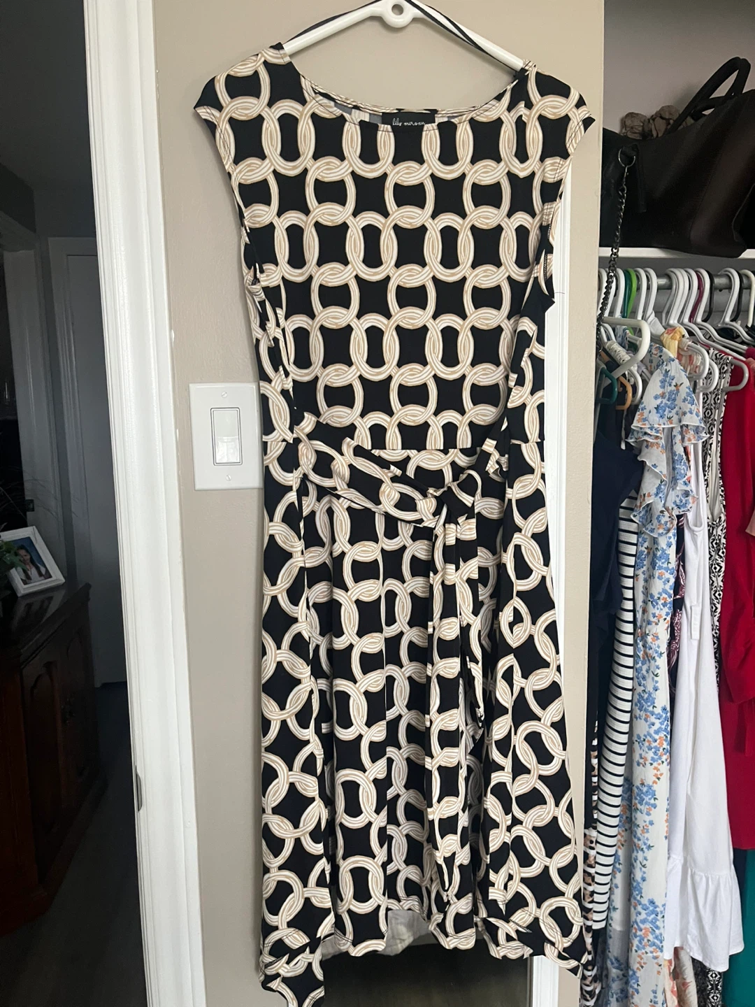 Lily Morgan Dress - Size L - Black & Beige