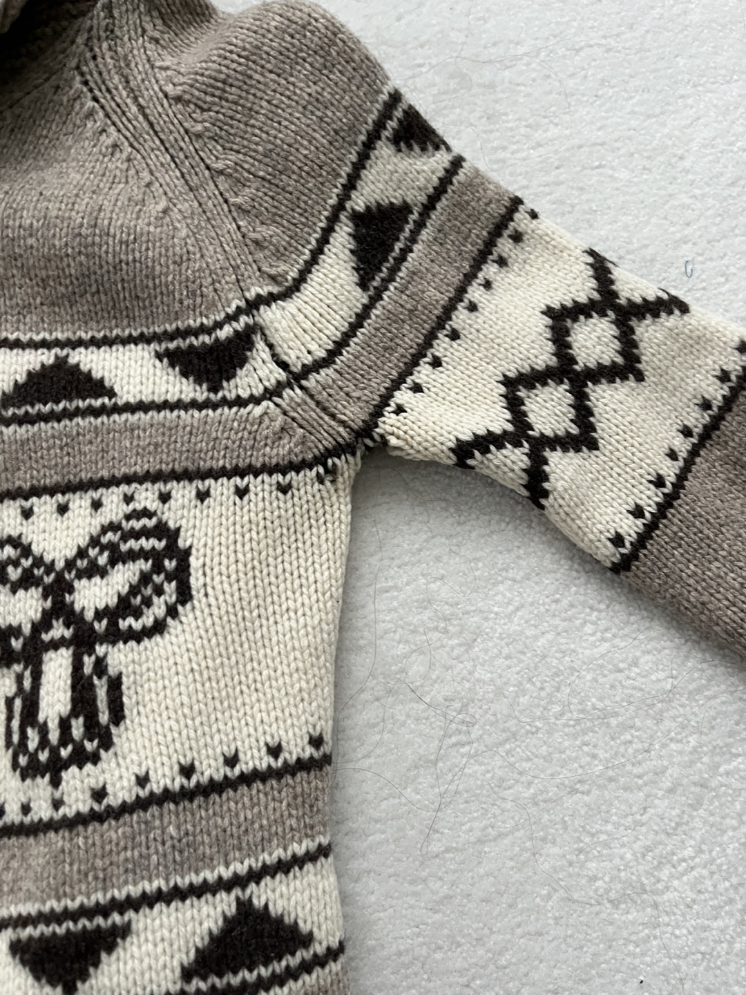 TNA 100% lambswool Patterned Knit Zip-Up Cardigan - photo 4