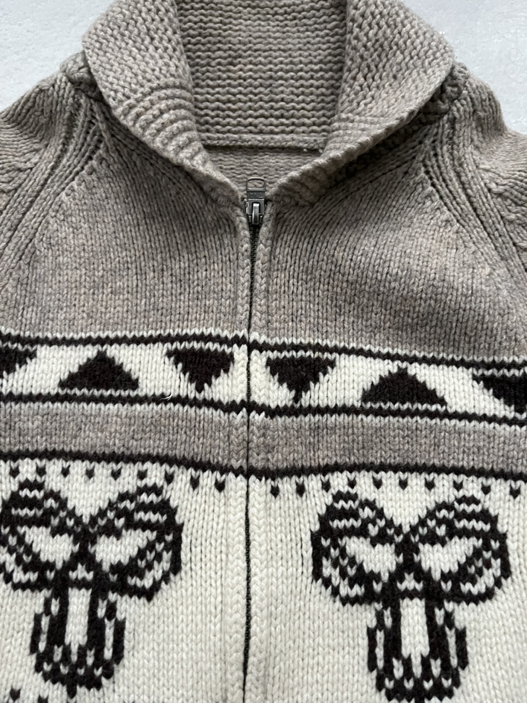 TNA 100% lambswool Patterned Knit Zip-Up Cardigan - photo 2