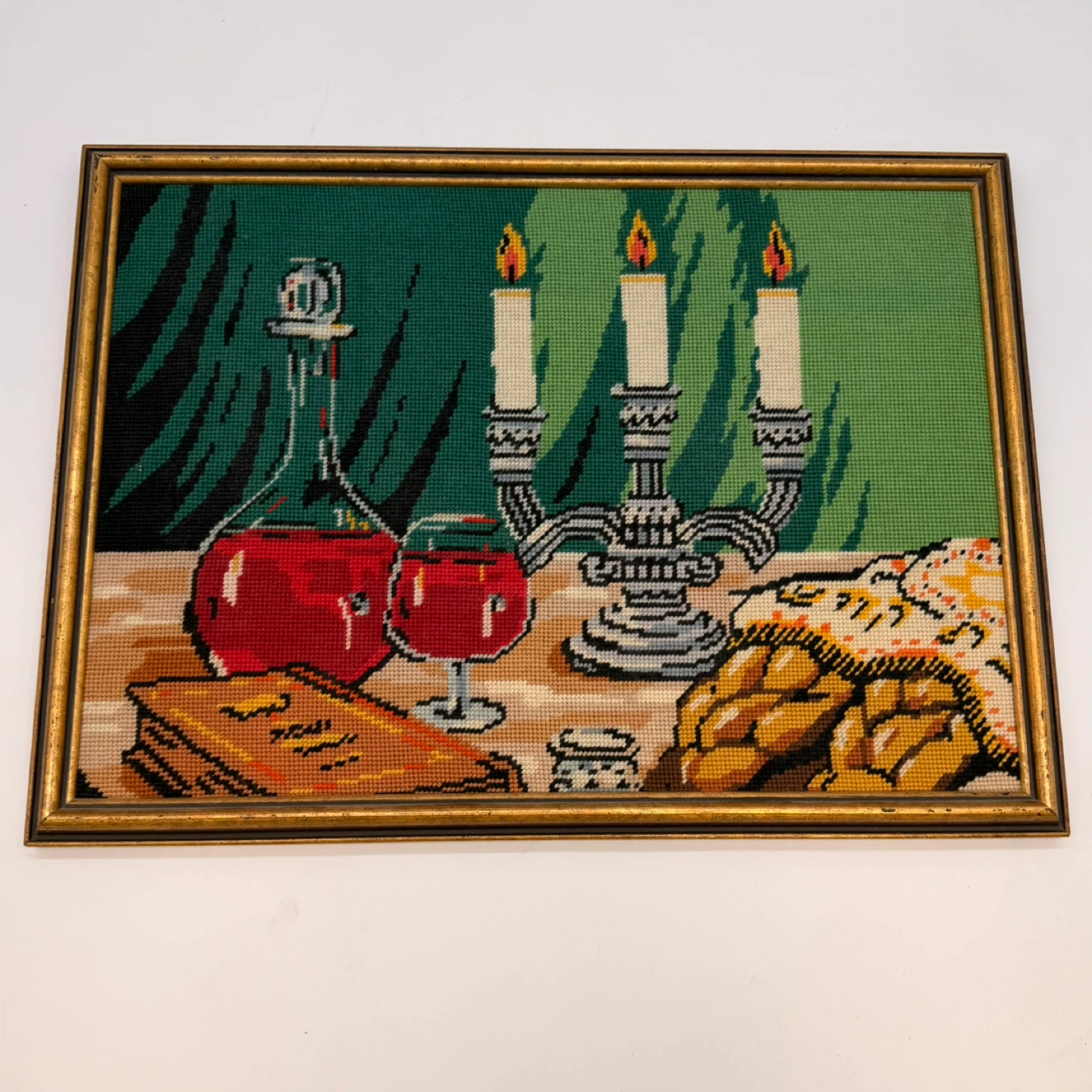 Vintage Needlepoint Art - Still Life 1970s