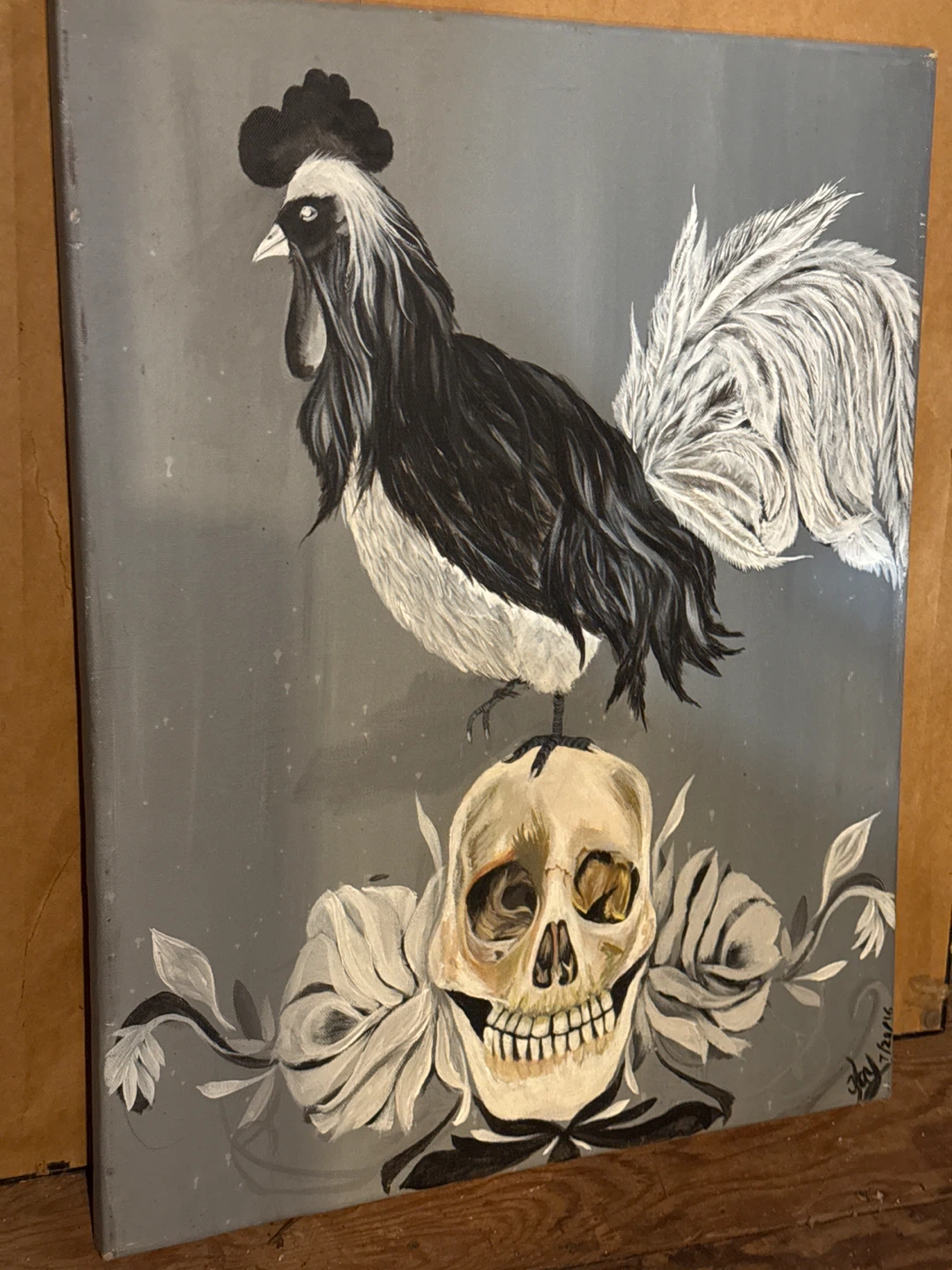 Rooster & Skull Painting - photo 3