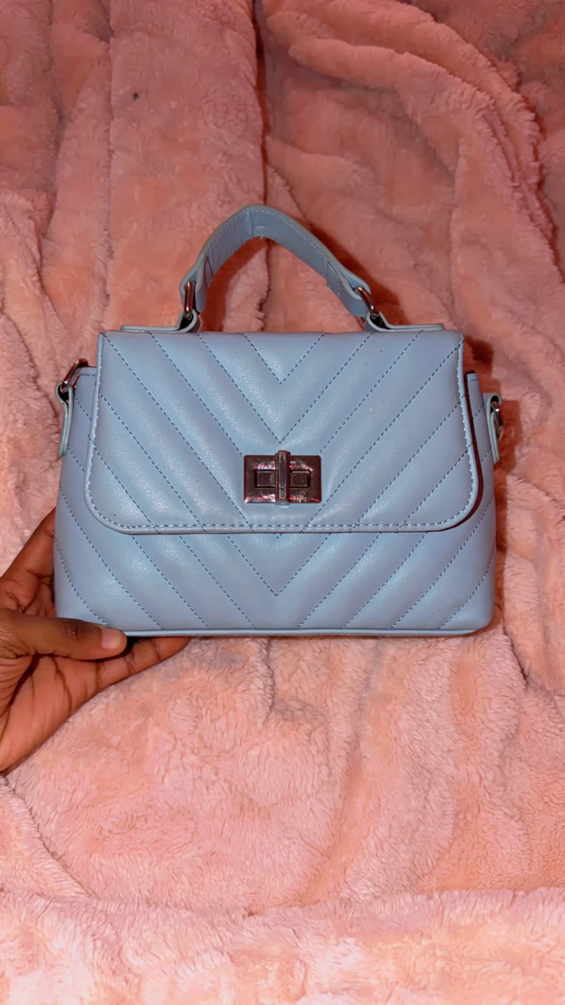 Light Blue Quilted Handbag