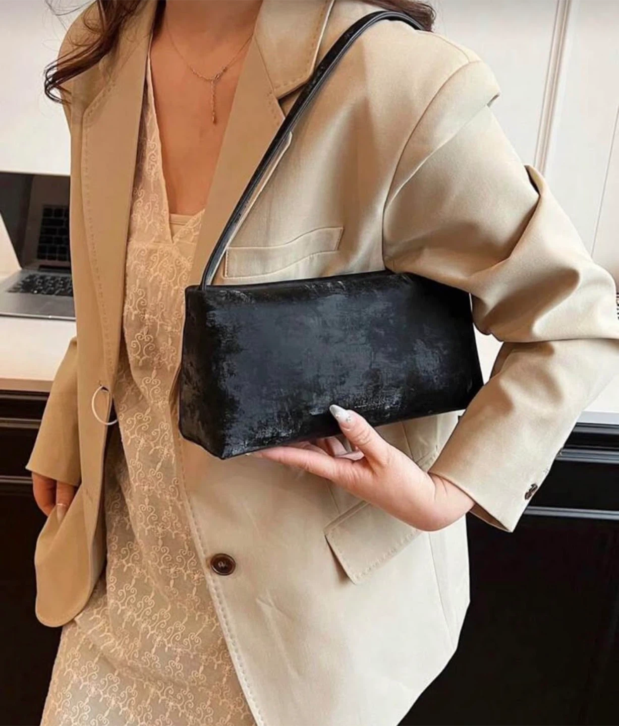 Black Velvet Shoulder Bag