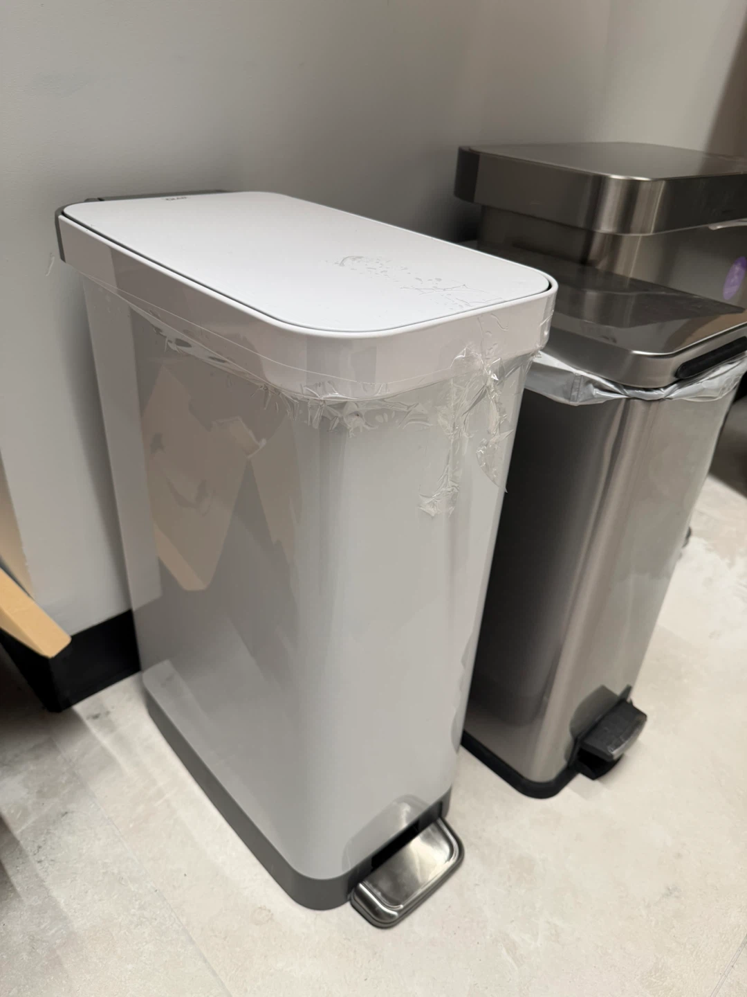 simplehuman White Rectangular Step Trash Can