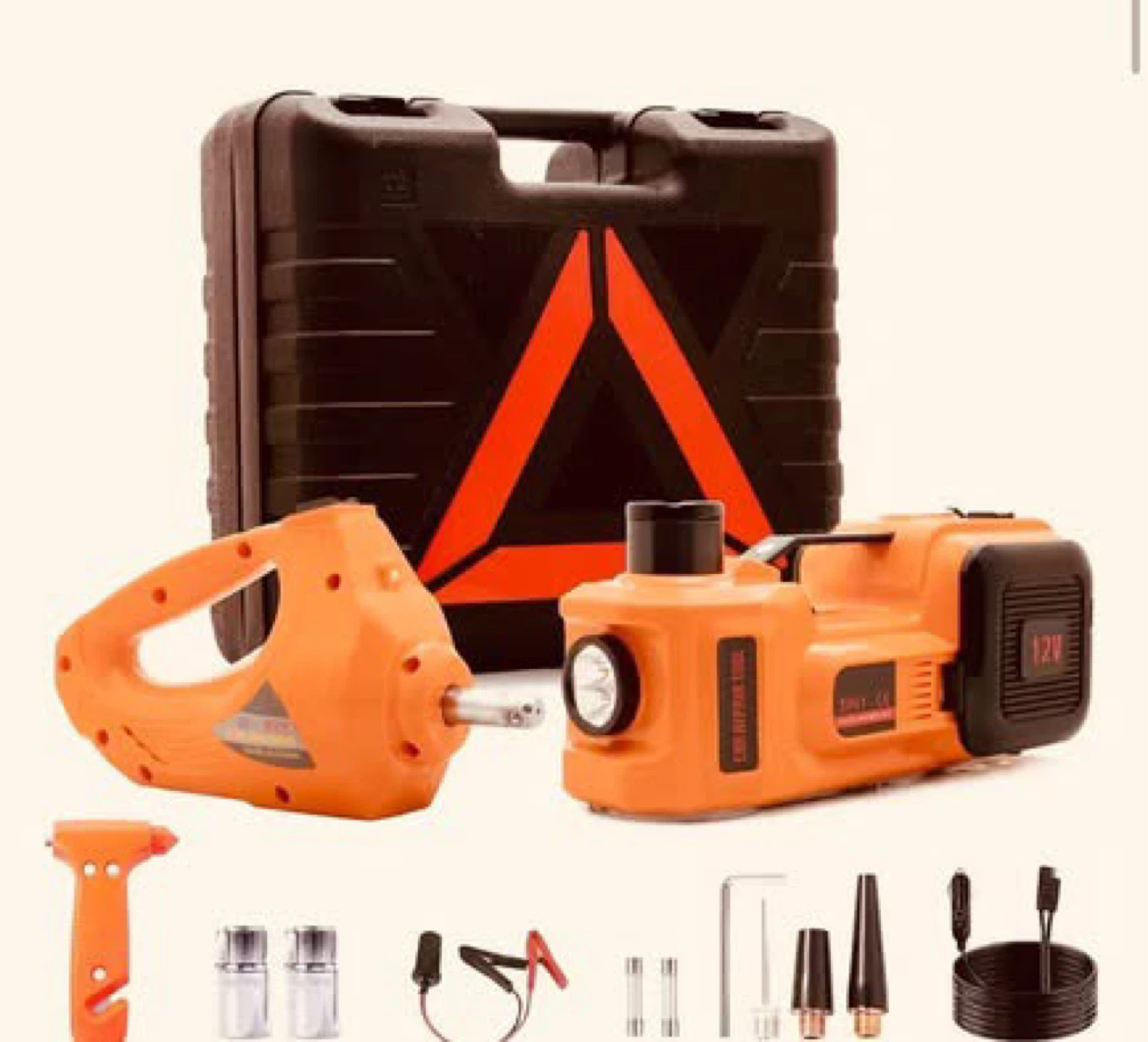 Portable Electric Car Jack Kit w/ Tool Case