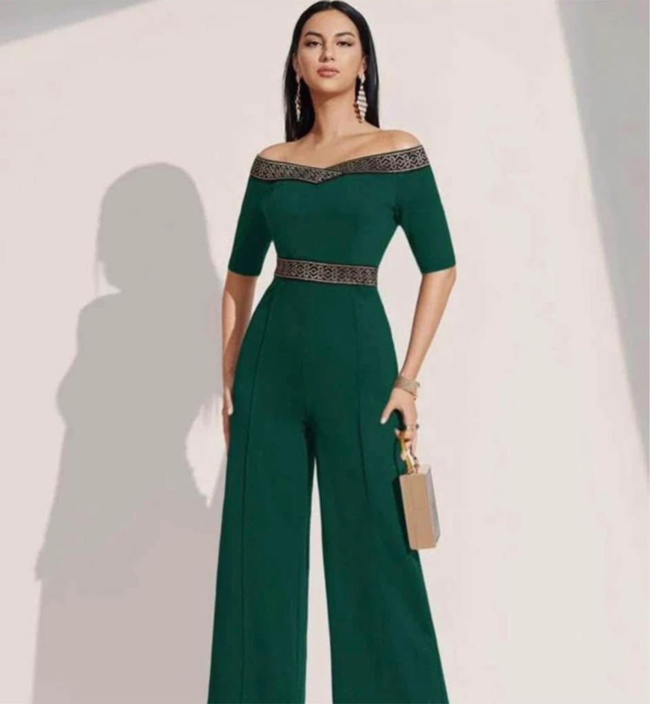 Green Off-Shoulder Jumpsuit