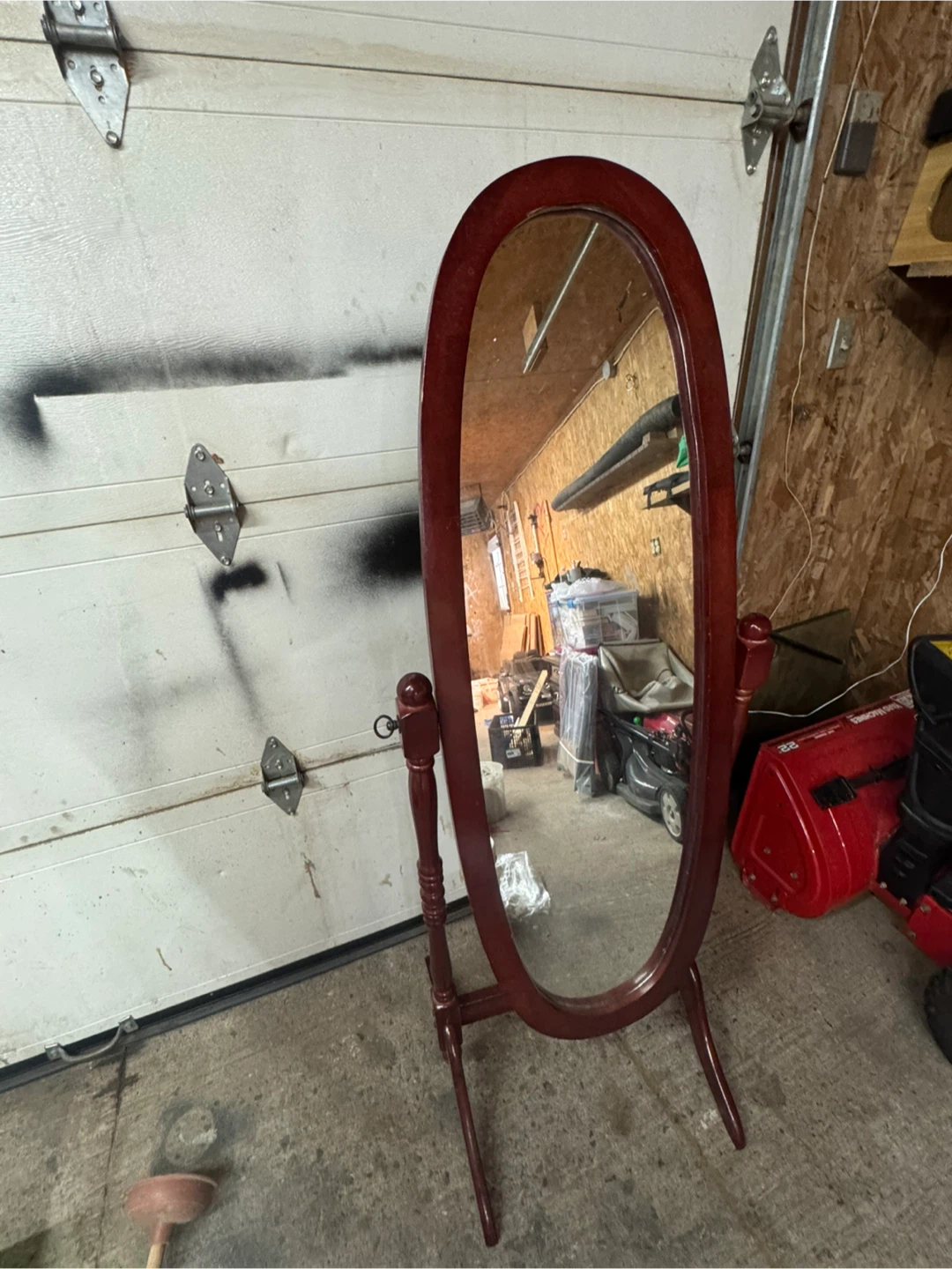 Oval Cheval Mirror - Wood Frame - photo 2