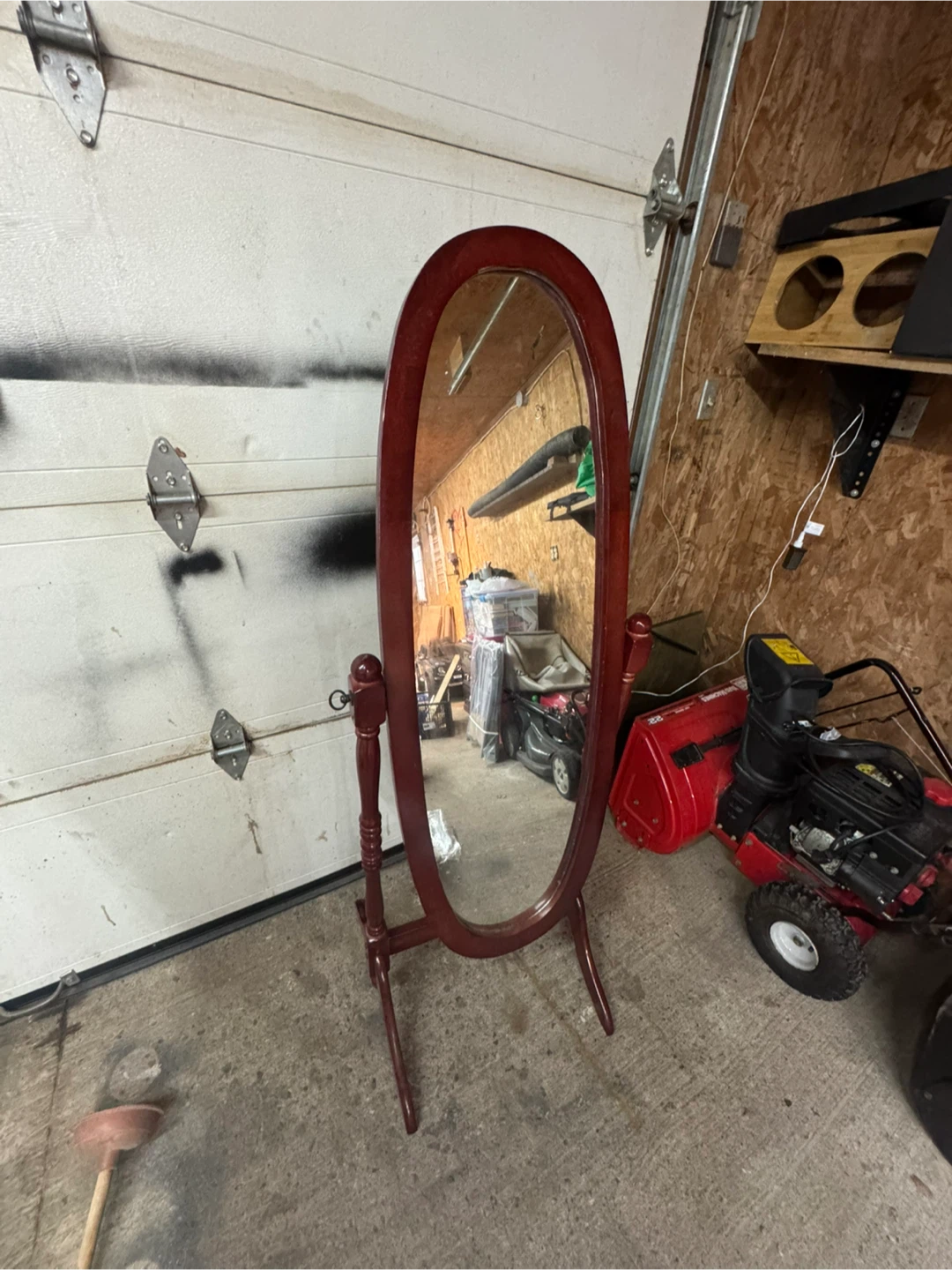 Oval Cheval Mirror - Wood Frame