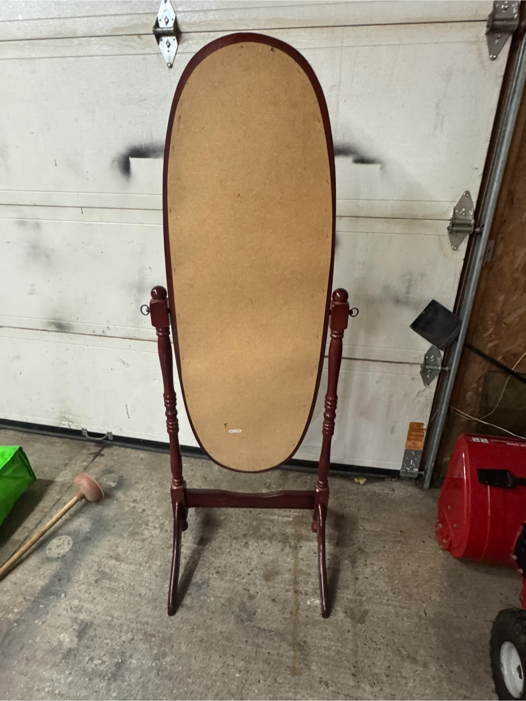 Oval Cheval Mirror - Wood Frame - photo 4