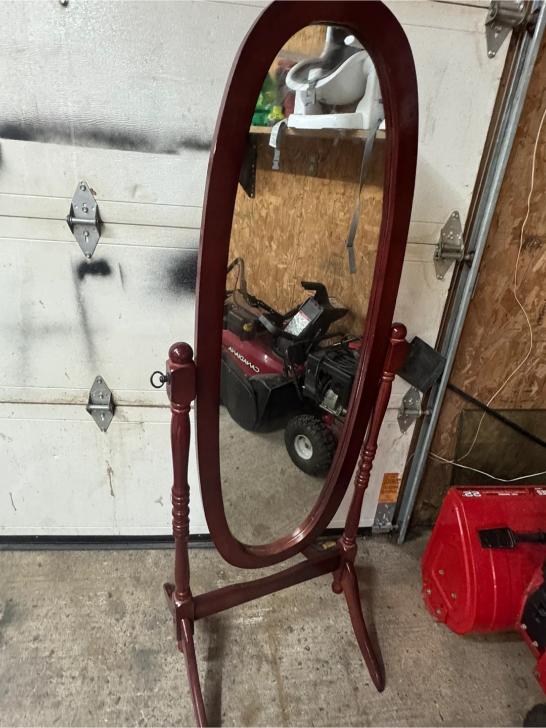 Oval Cheval Mirror - Wood Frame - photo 5