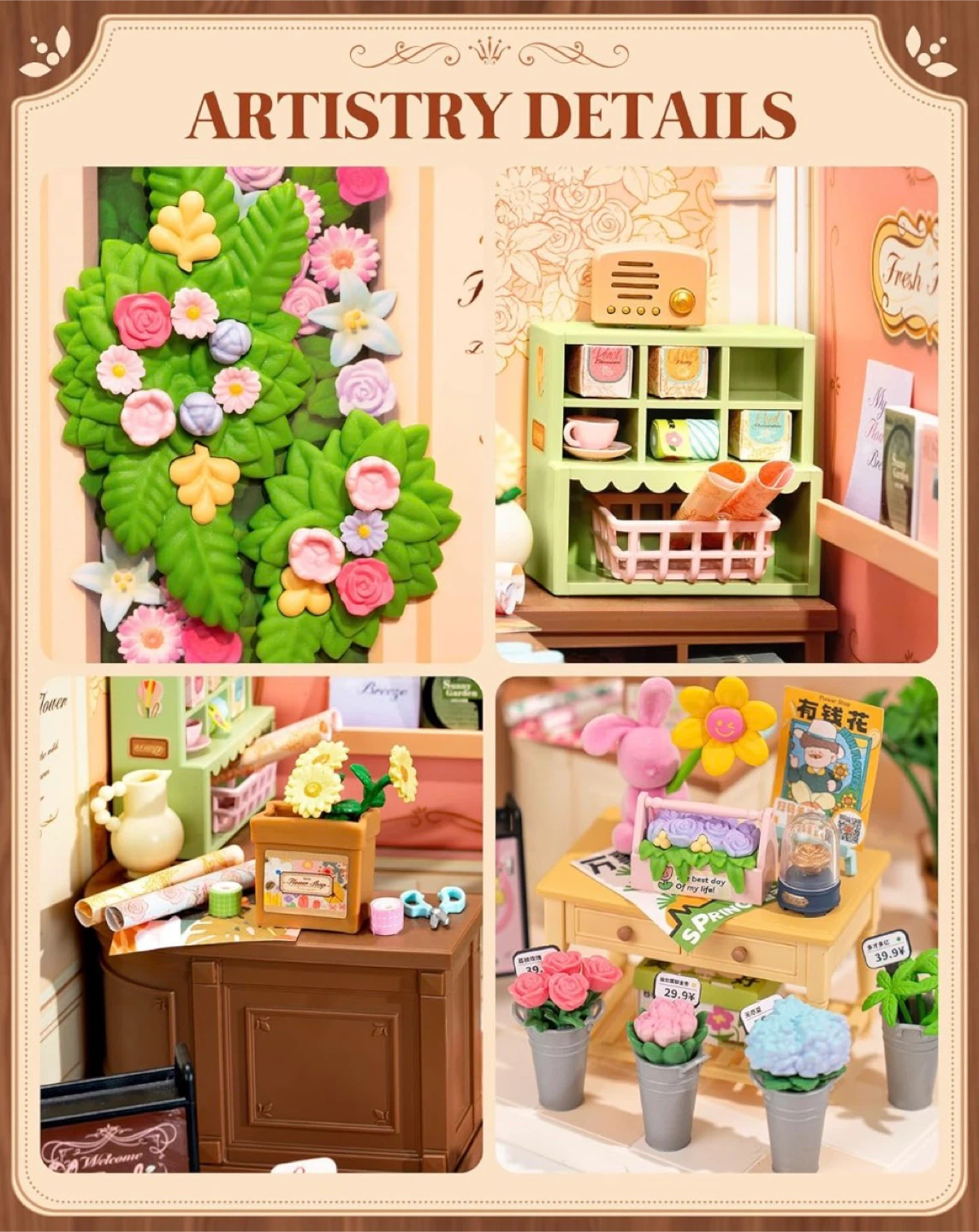 DIY Fresh Flower Shop Miniature Dollhouse Kit