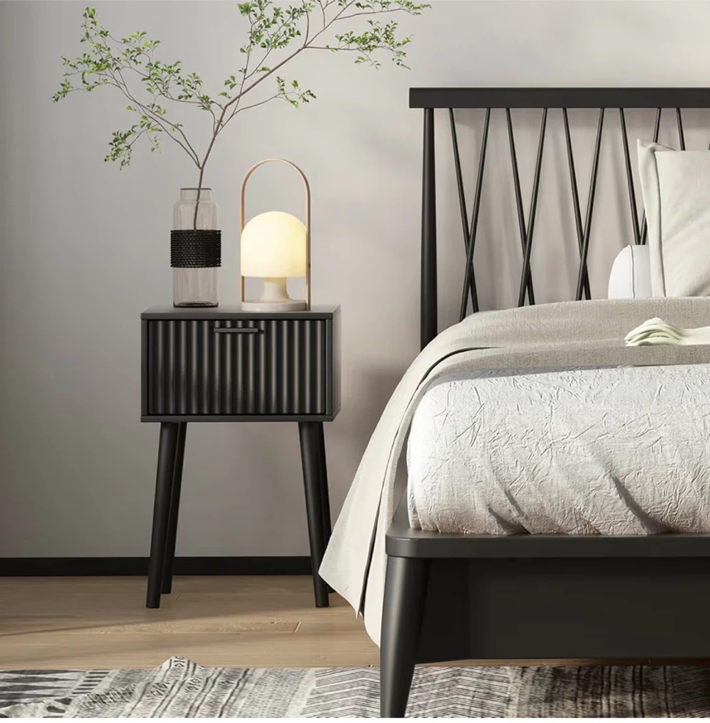 Black Fluted Nightstands