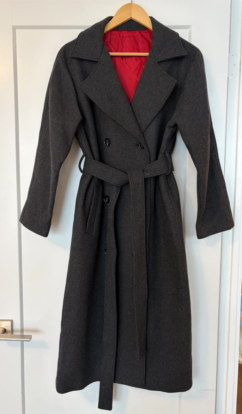 Women’s Wool-Blend Belted Coat – Size Small