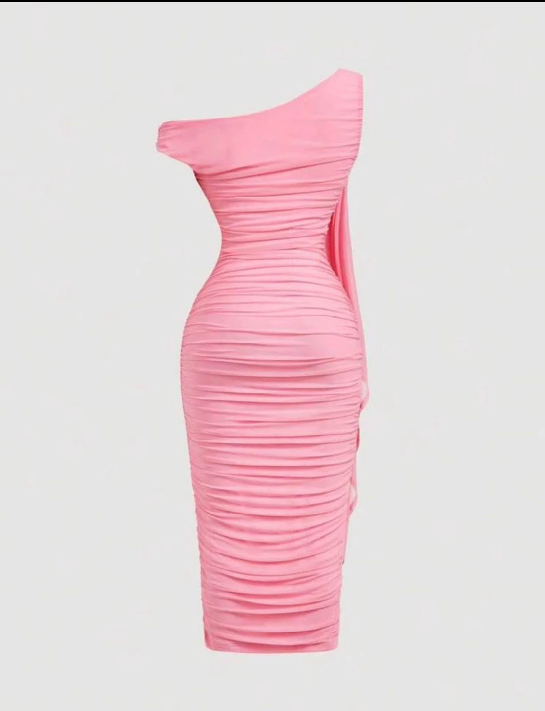 Pink One-Shoulder Ruched Bodycon Dress - photo 3
